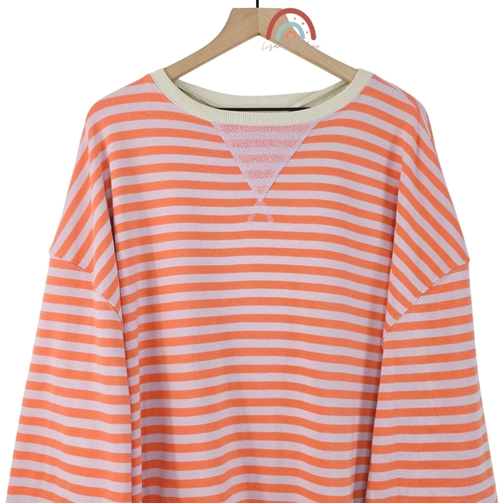 New! FP We The Free Classic Striped Oversized Crewneck in Orchid Combo - Picture 5 of 12